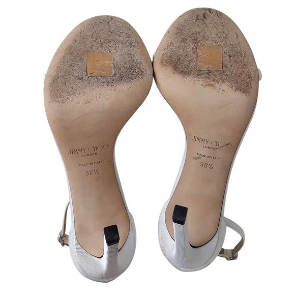 Jimmy Choo Aveline 100 Bow Heel Sandal Size 38.5 US 8.5 Ivory White Bridal - Picture 6 of 8